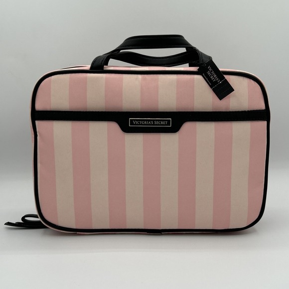 Victoria's Secret Handbags - Victoria's Secret Hanging Cosmetics Bag,Heritage Stripes Pink Travel Case NEW